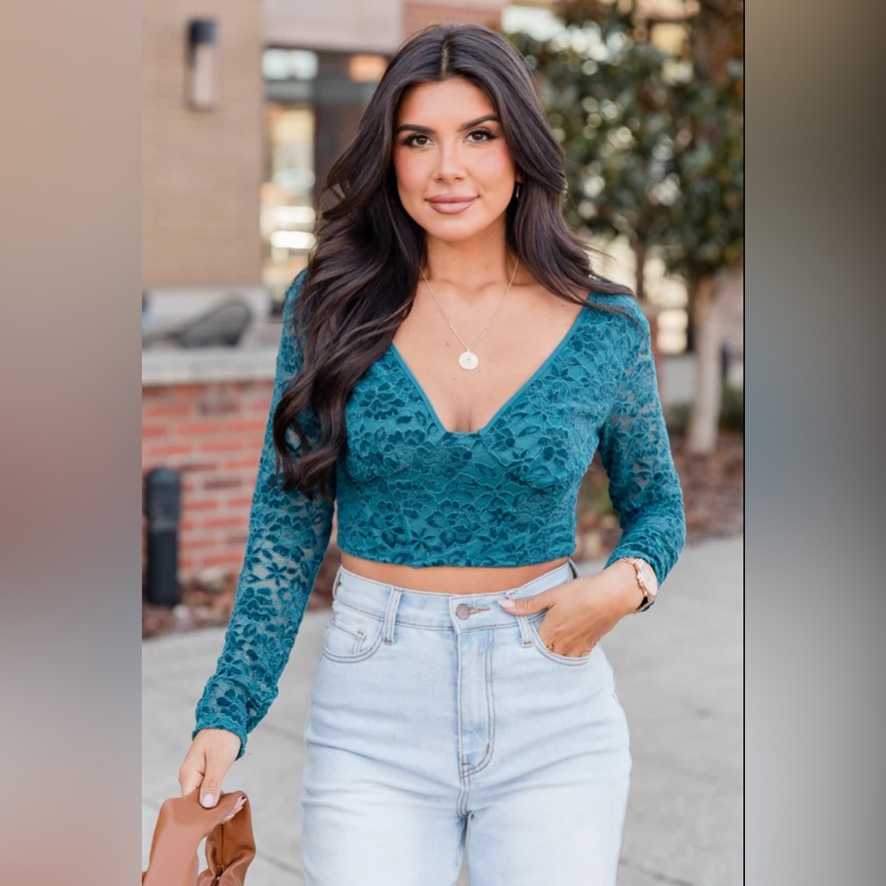 Pink Lily Long Sleeve Lace Top